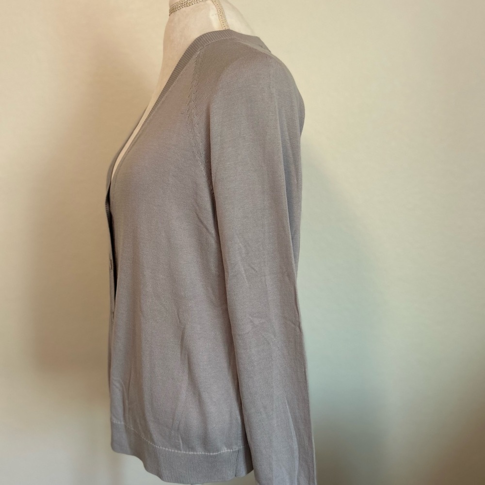 J.Jill Organically Grown Cotton V-Neck Button-up Cardi Gray Size Small - Picture 3 of 13